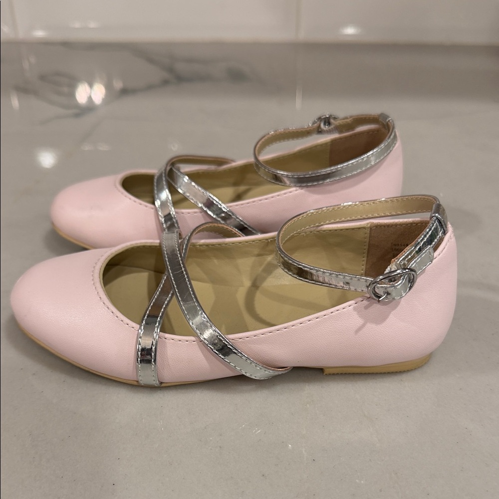 Janie and Jack Pink Dress Shoes with Silver Straps